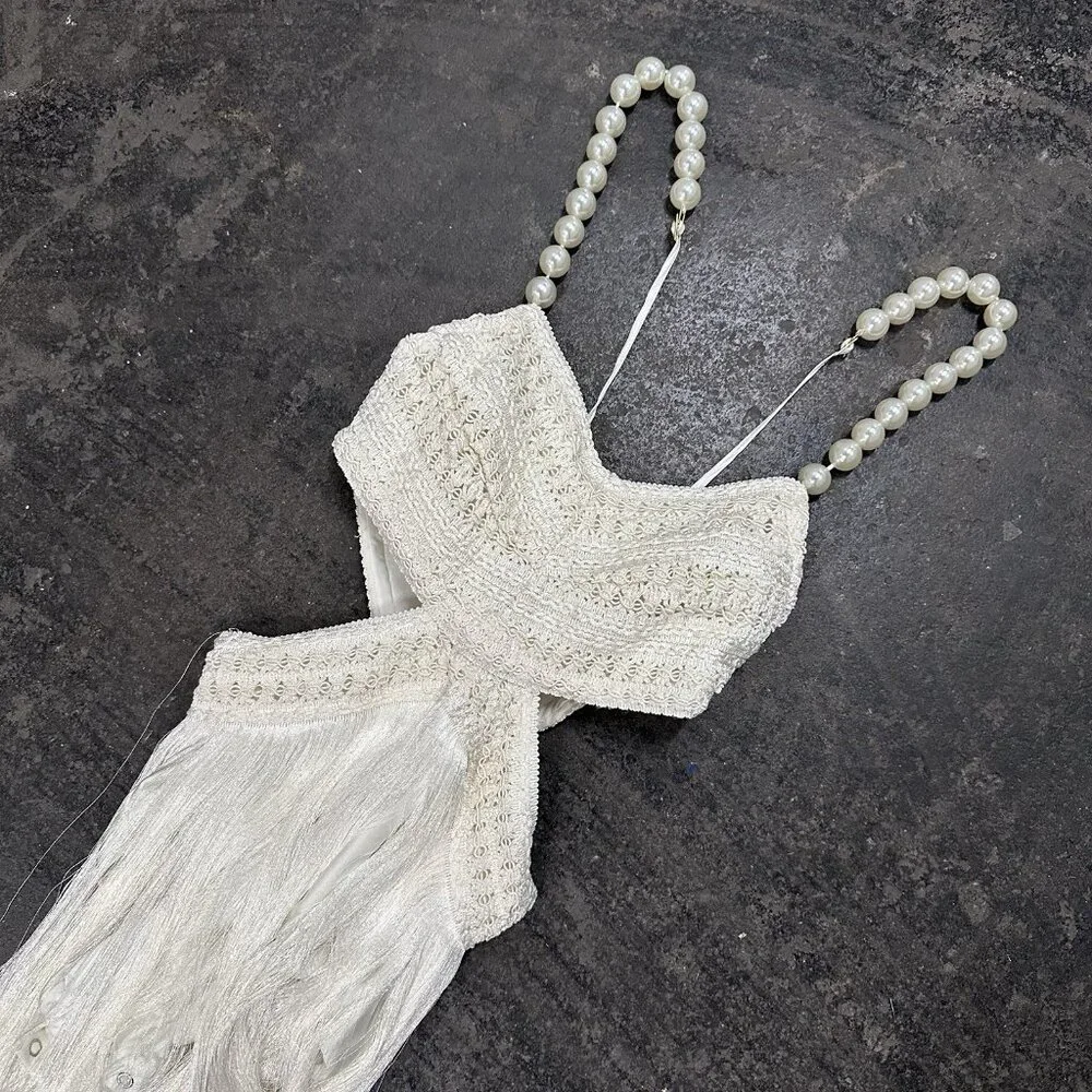 PatBO All-over Fringe Sleeveless Maxi Dress in White - Picture 6 of 8